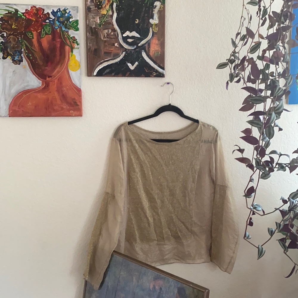 Golden Breathable Sheer Blouse